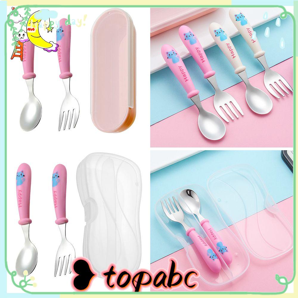 Top Peralatan Makan Set Kartun Lucu Sendok Garpu Dengan Kotak Stainless Steel