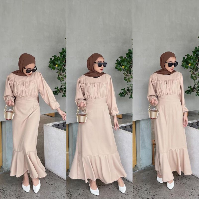 Emily Dress Fashion Wanita Kekinian Maxi Dress Korean Look Style GAMIS DRESS Remaja Terbaru Kondanga