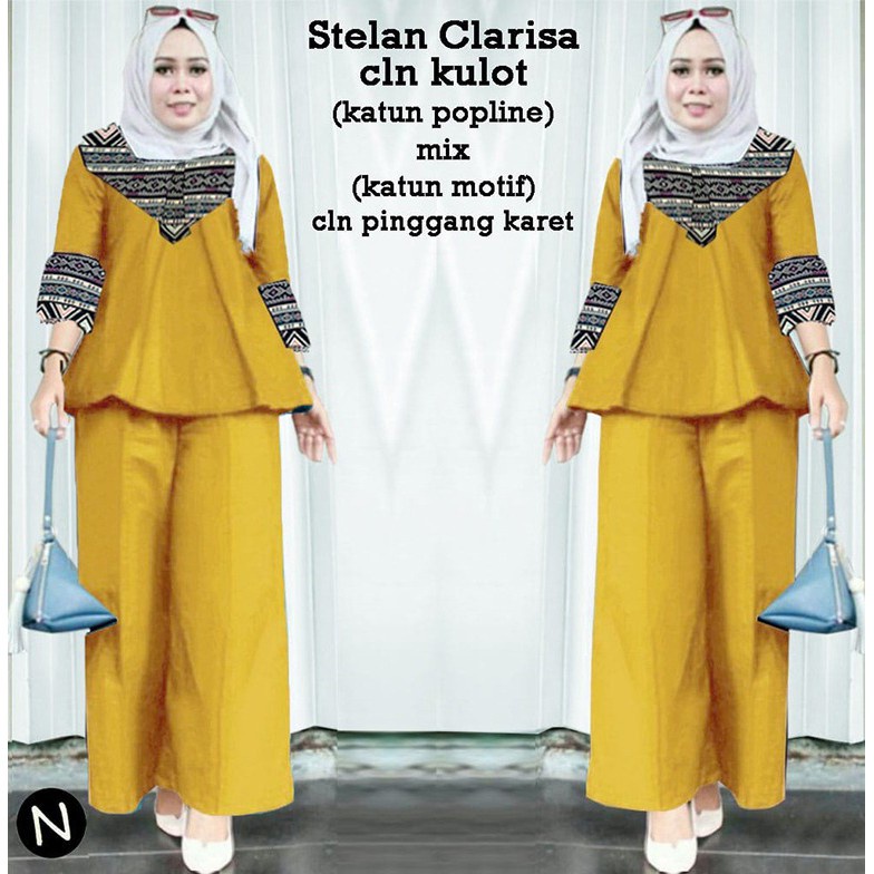 PIK - Setelan Kulot Clarisa XL(9033), XXL(9520), 3XL(9817)/ Pakaian Muslim/ Setelan Muslim/Fashion Wanita