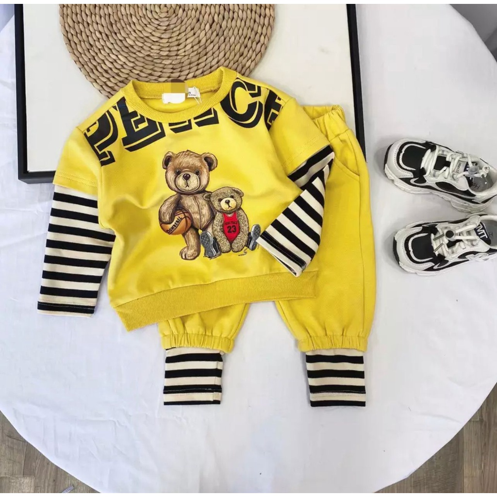 PROMO-SETELAN SWEATER JOGGER 1-5 TAHUN SWEATER BEAR PEACE SALUR SETELAN ANAK LAKI LAKI BAJU ANAK LAKI LAKI SWEATER ANAK PEREMPUAN PAKAIAN ANAK PEREMPUAN TERBARU