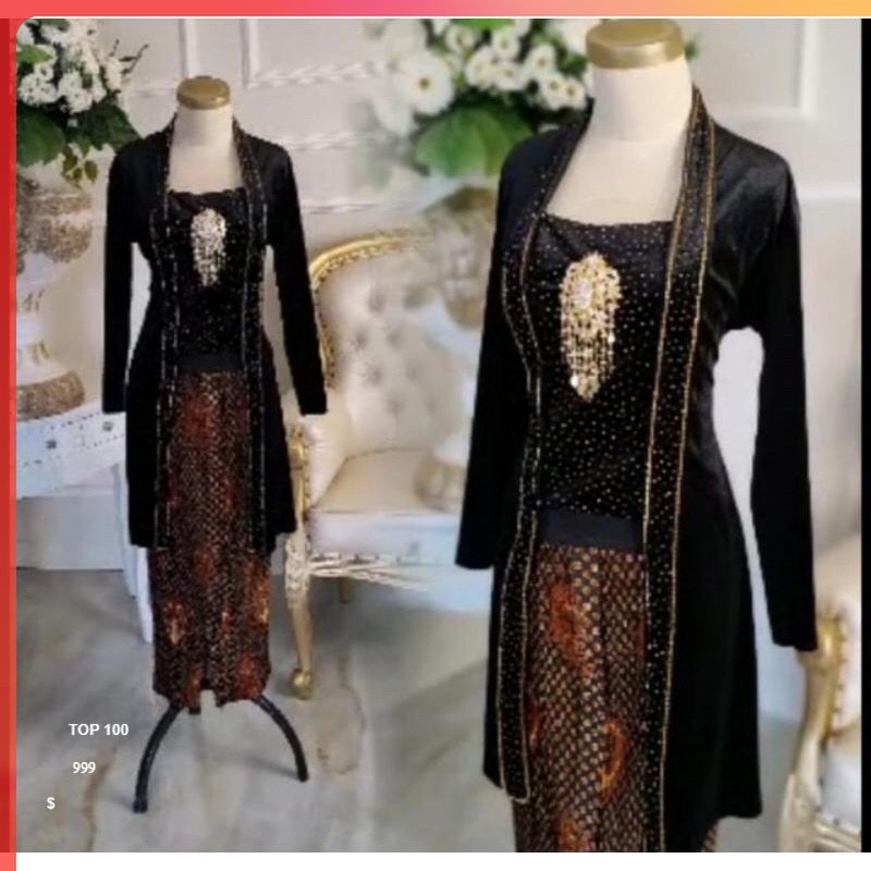 kebaya wanita Atasan aja - Kebaya jawa bludru halus besan orang tua payet simple Kebaya Bludru