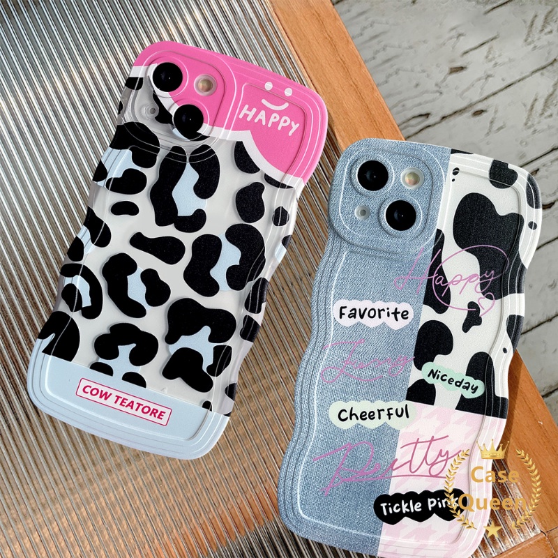 Denim Pola Splicing Leopard Motif Sapi Oppo A17 A17K A77 A57 A96 A5s A55 A76 A15 A12 A16 A54 A77s A53 A52 Reno 85f 7Z 6 A95 A16s A74 A3s A5 A9 A7 A16K A1k Wavy Edge Soft Cover