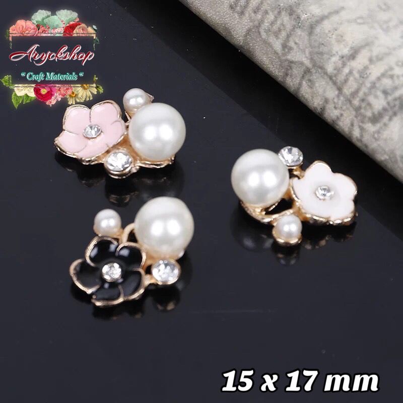 Alloy Flower Pearl Bahan Craft Tasbih Hias Cantik Bling