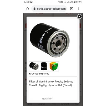 Filter Oli Kia Carnival Kia Travello Pregio Sedona Hyundai H1 H-1 Aspira