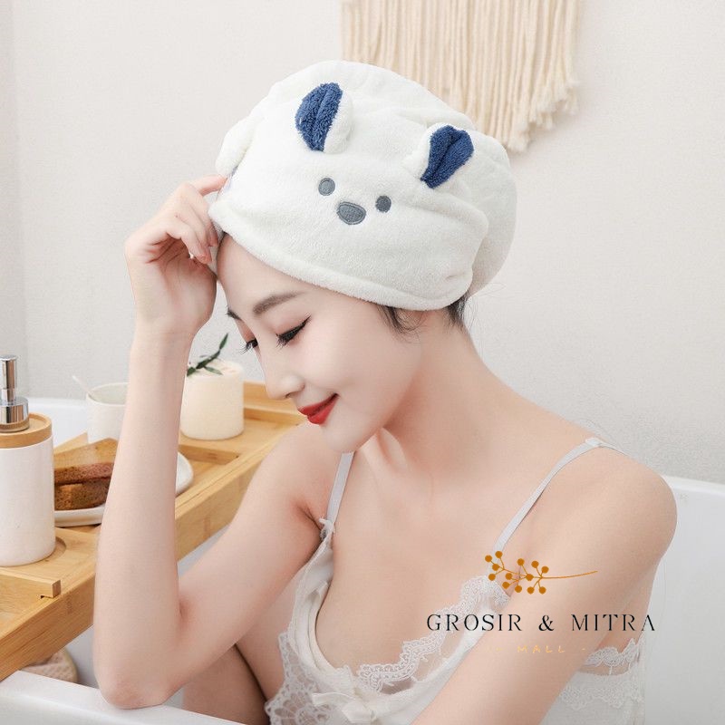 Handuk Dewasa Handuk Anak Unisex Handuk Kepala Handuk Keramas Hairtowel Bahan Lembut Perawatan Rambut Bahan Microfiber Lembut Halus Nyaman Daya Serap Tinggi Mudah Digunakan Handuk Salon Perlengkapan Kamar Mandi Make Up Hairtowel Bear