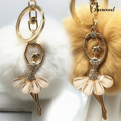 Twowood Fashion Charm Bola Bulu Mobil Liontin Handbag Keyring Pompom Ball Decor Keychain