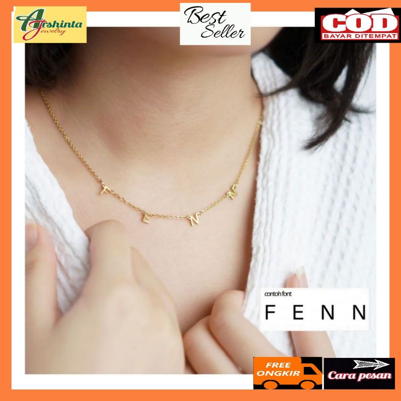 kalung nama inisial lapis emas termurah prilly latuconsina