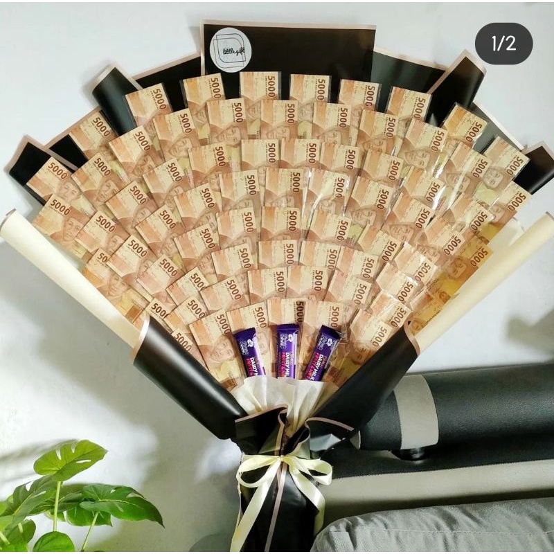 Buket uang asli 5000 an 50 lembar