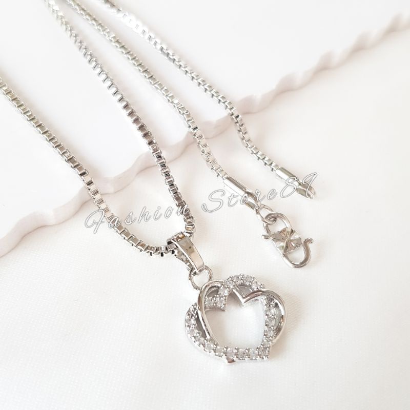 Xuping Kalung Love Silver Perhiasan lapis emas putih xuping Impor