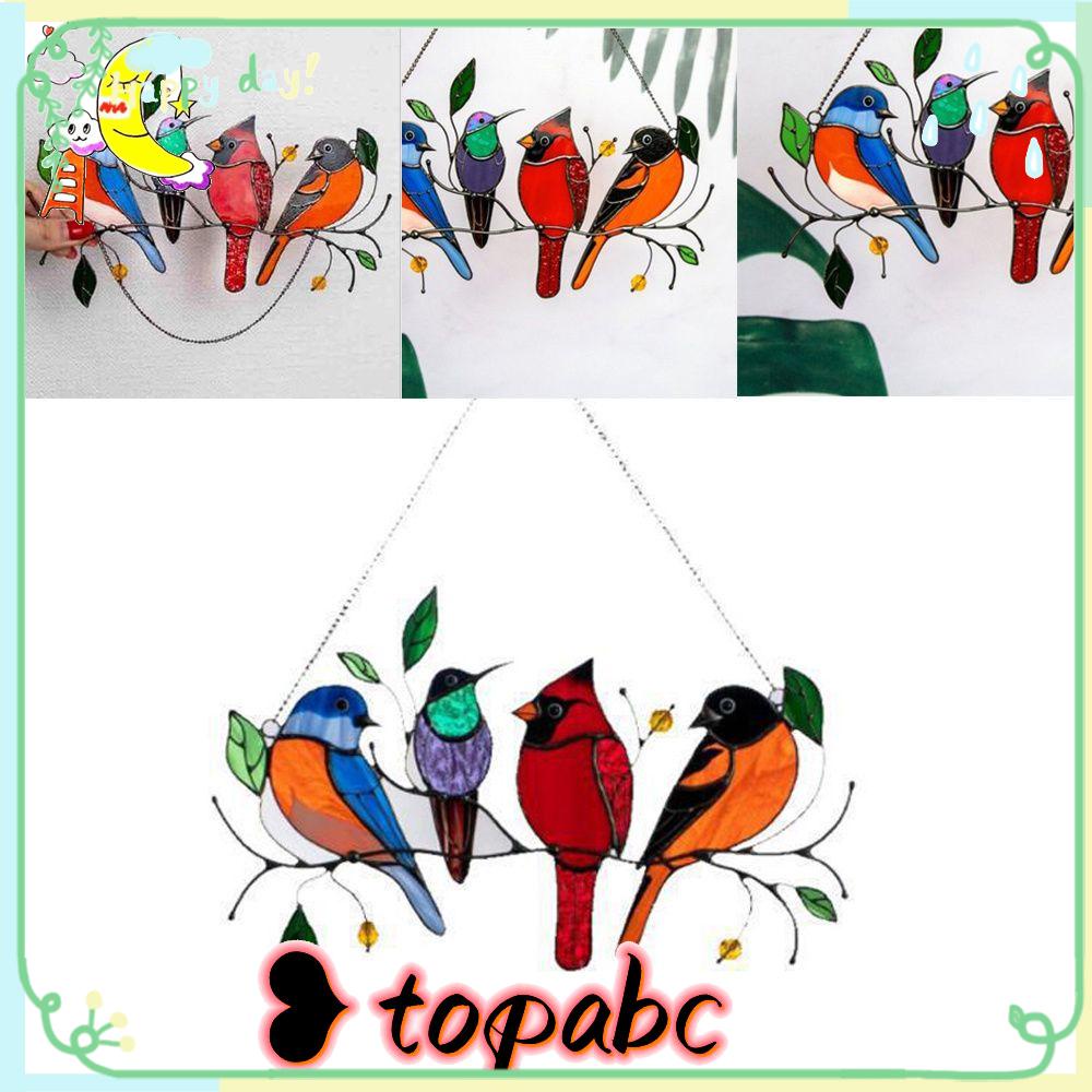 TOP Bird Pendant Door Crafts Wall Hanging Wind Chime Colored Birds Glass Window Hangings