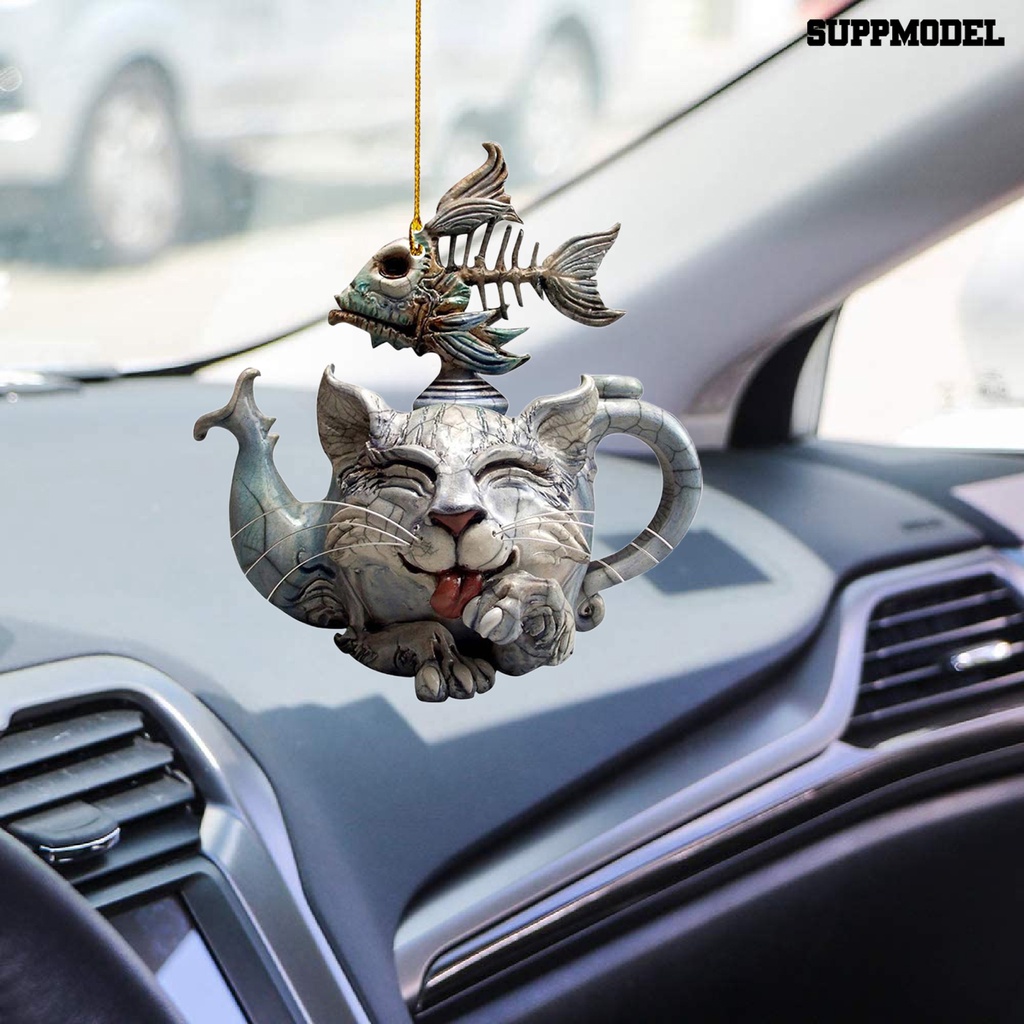 [Dekorasi] Liontin Mobil Motif Kartun Kucing Bentuk Datar Individuasi Ornamen Mobil Akrilik Pendant Decor Untuk Mobil
