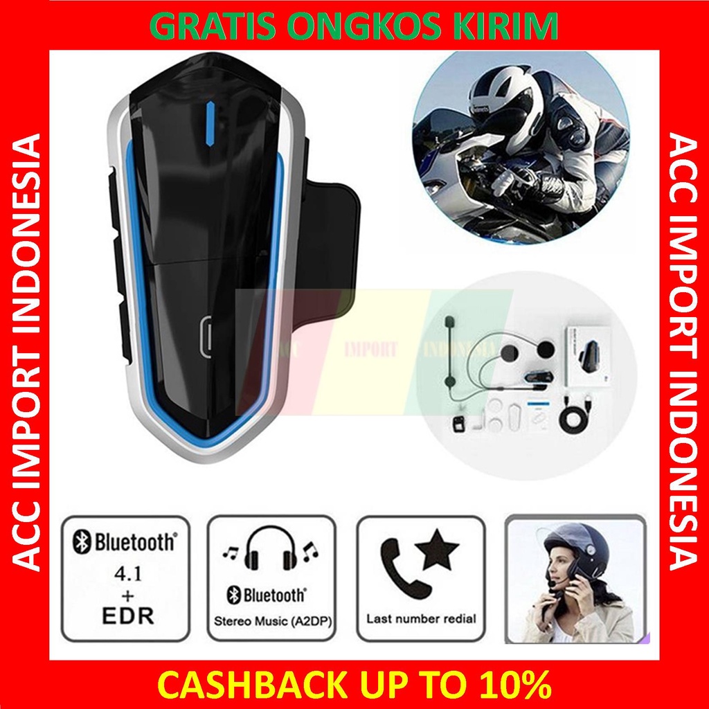 Headset Bluetooth Helm Berkendara Rider Intercom FM Radio Waterproof