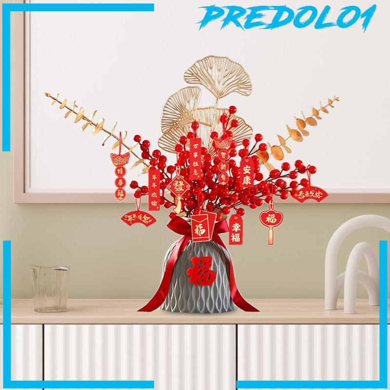 [Predolo1] Hiasan Imlek Merah Spring Festival Bonsai Meja Centerpiece