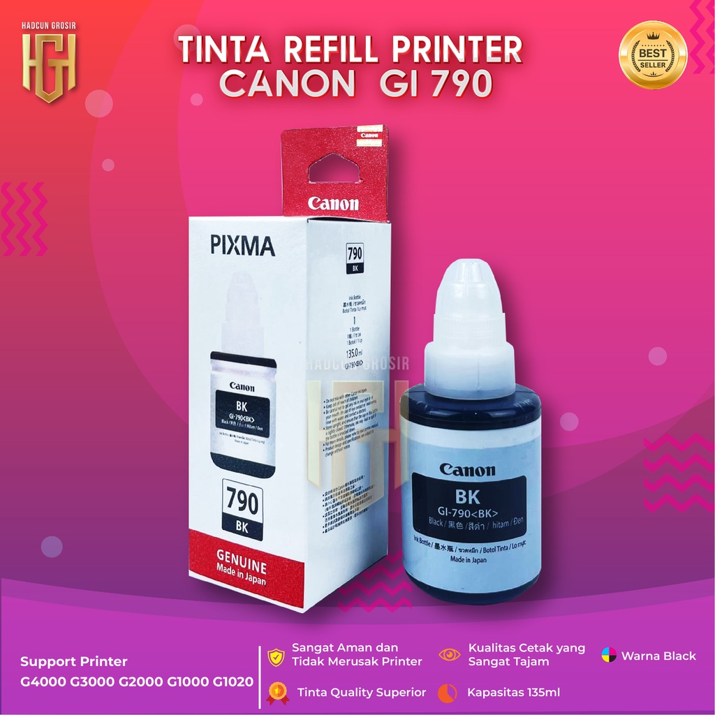 Tinta Canon Gi 790 Black Tinta Printer G1000 G2000 G3000 G4000 G1010 G2010 G3010