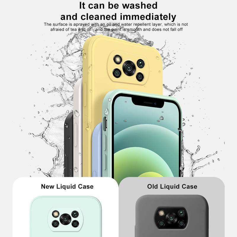 Untuk Xiaomi Poco X3 Pro GT NFC Case Persegi Cair Silikon Pelindung Lensa Kamera Phone Case Soft Cover