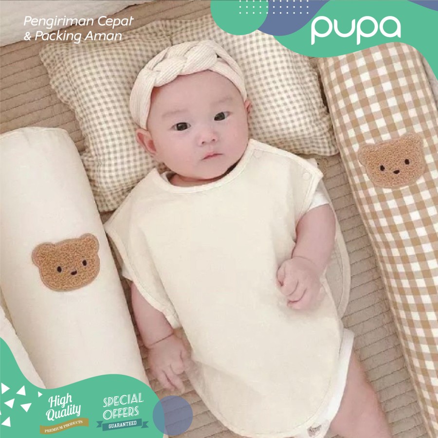 Guling Bayi Newborn Bordir Beruang Baby Bolster Pillow Bear Embroidery