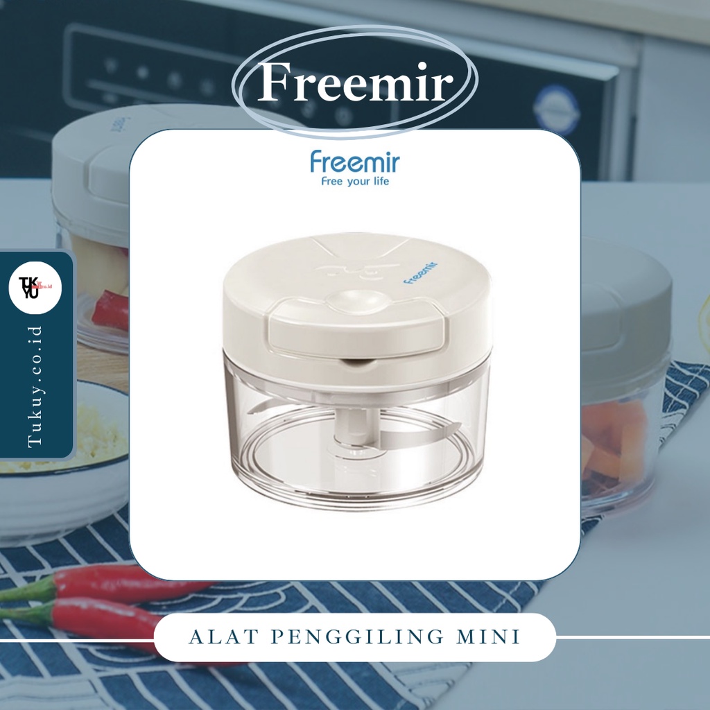 Freemir Alat Penggiling Mini Penghalus Daging Pencincang Bumbu Blender Manual Stainless Serbaguna