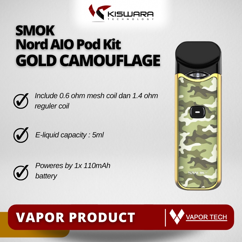 SMOK Nord AIO Pod Kit - GOLD CAMOUFLAGE [Authentic] KiswaraBandung