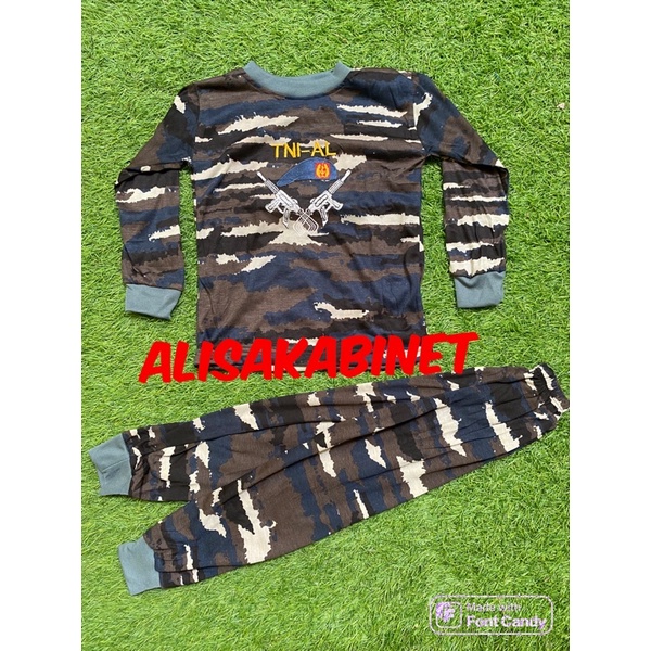 Baju Kaos Setelan Anak Karnaval Lengan Panjang Loreng TNI