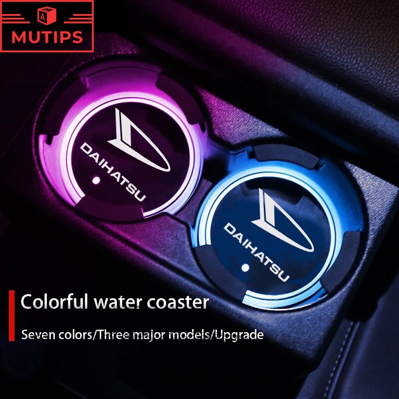 Daihatsu Alas Gelas Mobil LED Warna-Warni Glow Coaster Pad Untuk Ayla Ceria Classy Taft Sigra Rocky Taruna Xenia