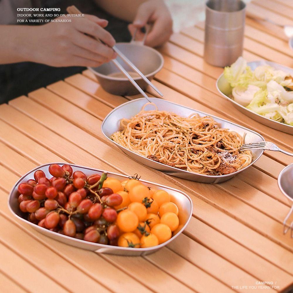 Lanfy Piring Makan Kapasitas Besar Tray Camping Luar Ruangan Peralatan Makan Berkemah Piring Buah Snack Wadah Makanan Camping Plate