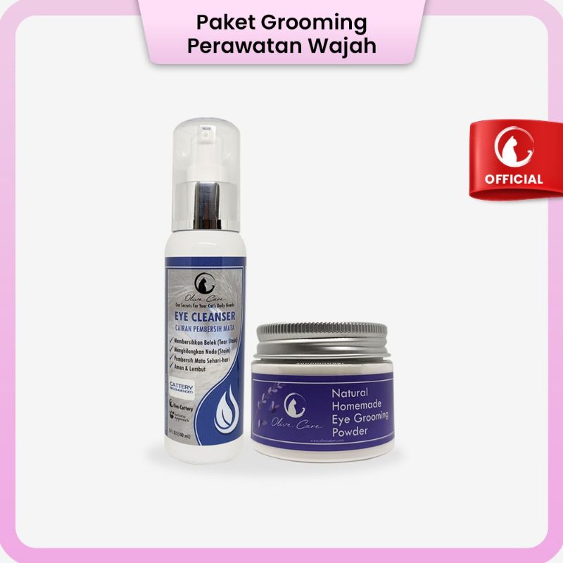 Olive Care Paket Grooming Perawatan Wajah Kucing Eye Cleanser dan Eye Grooming Powder