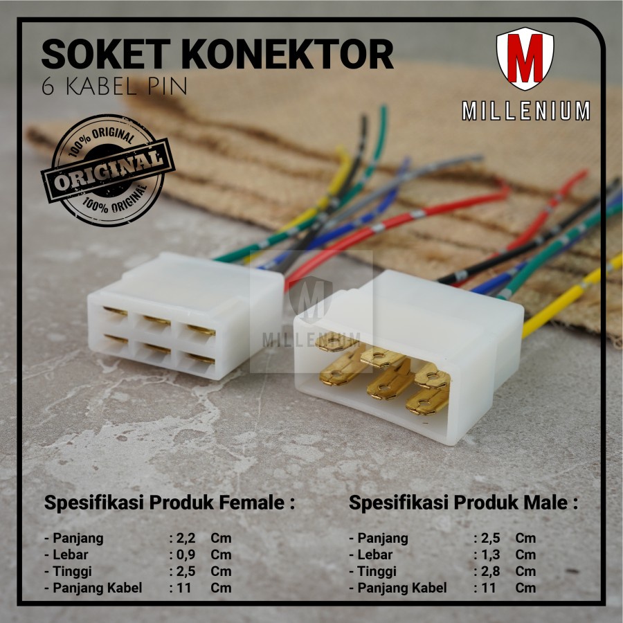 SOKET KONEKTOR KABEL 6 PIN / SOCKET SAMBUNG MOBIL MOTOR KABEL BINTIK