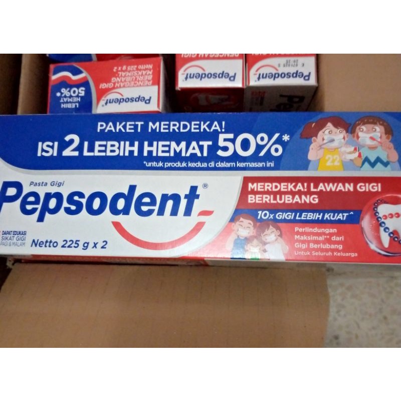 Pepsodent paket merdeka (225 gr x 2pcs)