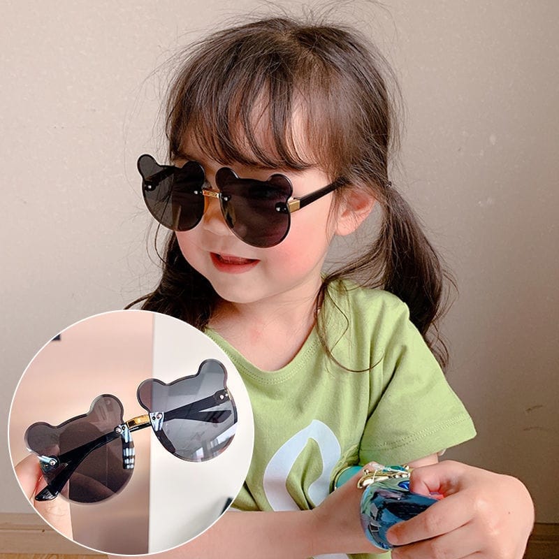 Kacamata Anak Model Tren Baru/Terbaru Telinga Beruang Paulson Baby Tide Kecamta Anak Perempuan Laki-Laki Fashion Kcamata Hitam Anak Sunglasses COD Perlindungan UV Anti Silau Bayi Super Imut Foto Gaya KCA8