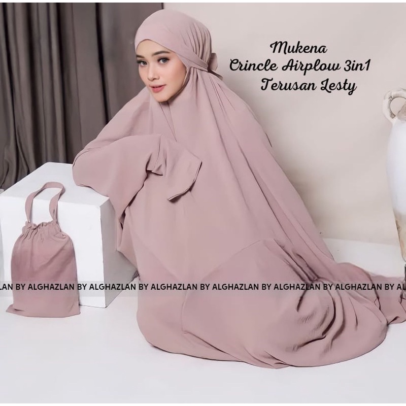 Mukena Terusan 3in1 Crincle Airplow Mukena Travel / Mukenah Terusan