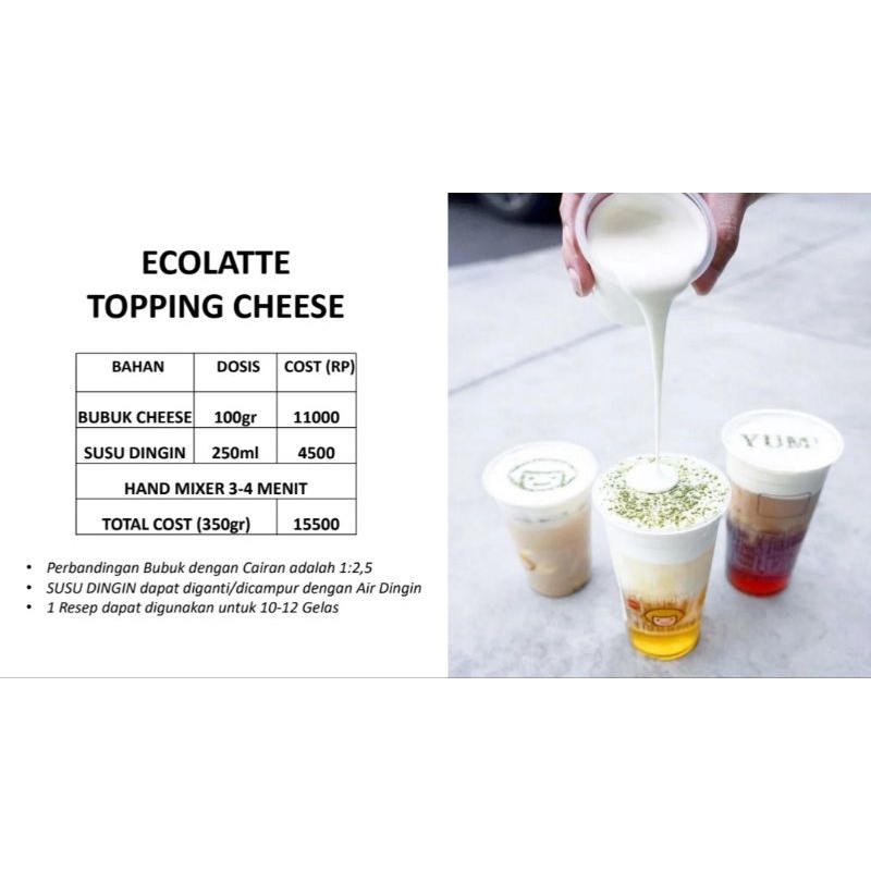 TOPPING CHEESE CREAM 1 KG ECOLATTE INSTANT POWDER TOPPING KEJU UNTUK MINUMAN