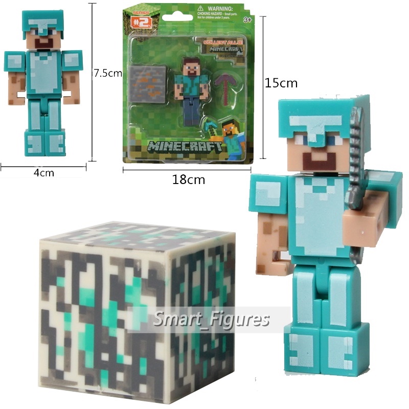 Diamond Steve Minifgures Enderman Creeper Villager Iron Golem Green Steve Mini Angka Mainan Hadiah MC Sandbox Game