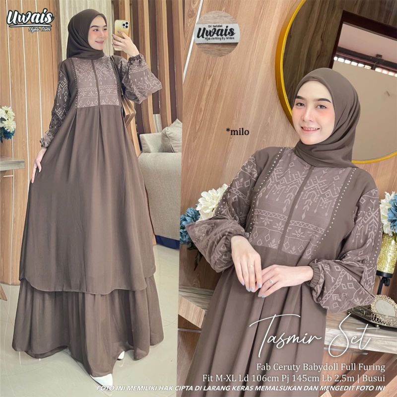 Tasmir set+ tanisha set baju gamis terbaru original uwais