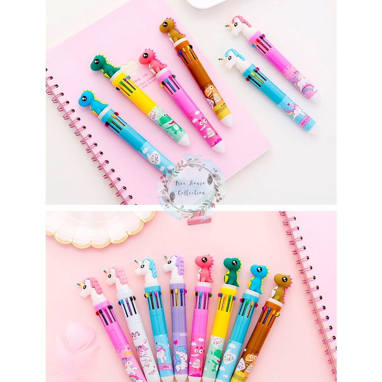 

Pulpen 10 warna karakter lucu DINO