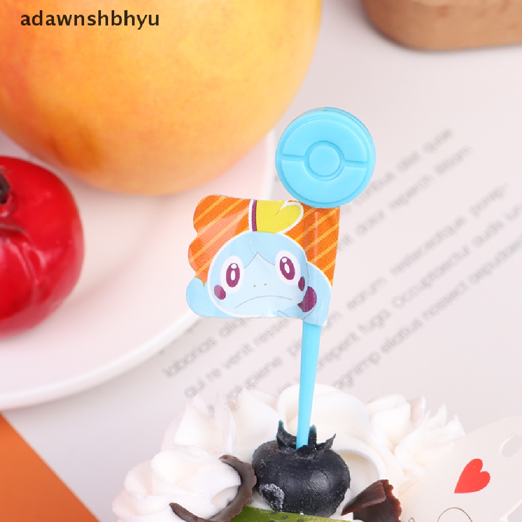 Adawnshbhyu 5Pcs Pokeball Garpu Buah Snack Kue Dessert Makanan Tusuk Gigi Bento Lunches Decor ID