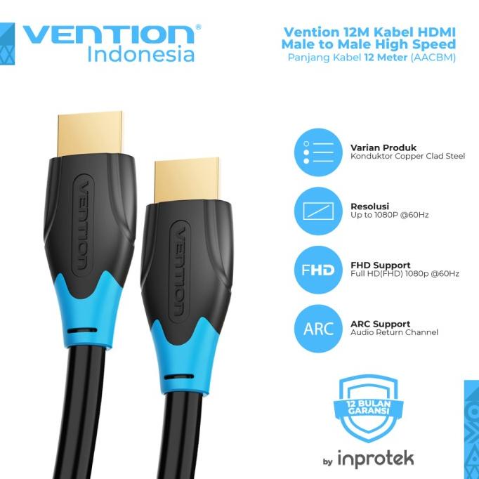 Vention 12M Kabel Hdmi Male To Male High Speed For Pc Lcd Projector