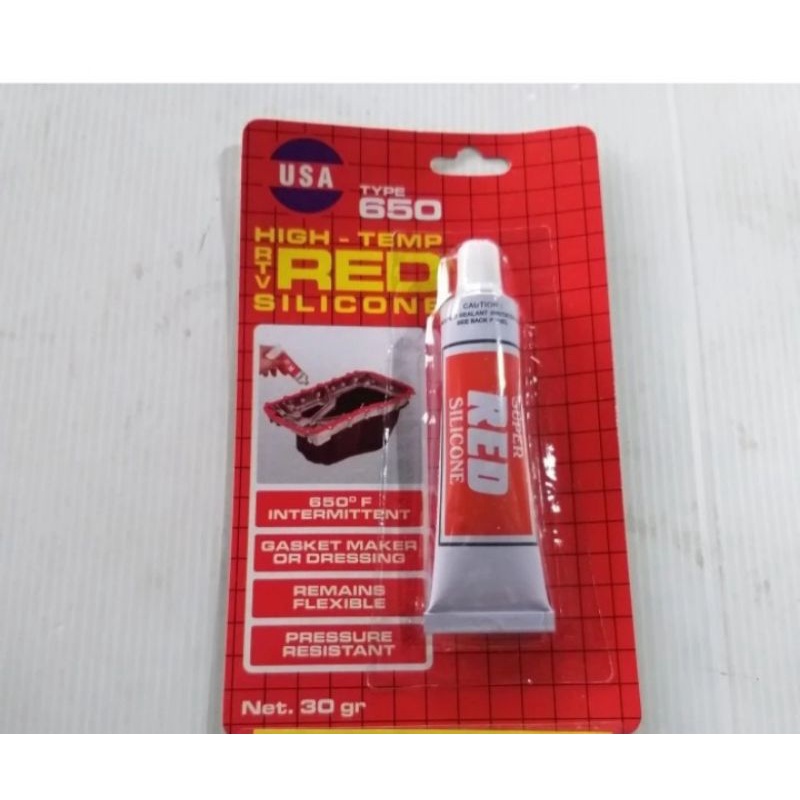 

Lem paking silicon red super type 650 High temperatur warna merah