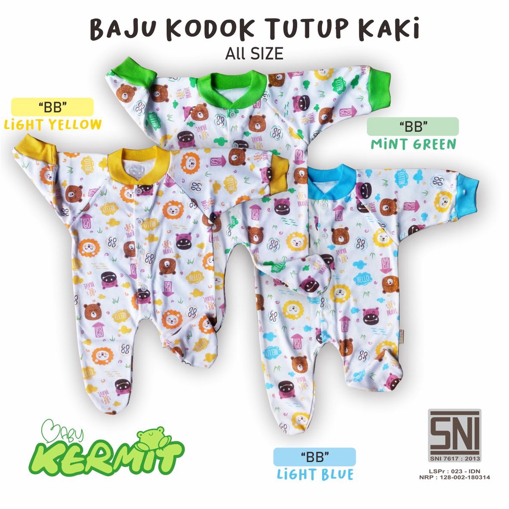 BABY KERMIT - Sleepsuit Baju Kodok Tutup Kaki Bayi Newborn 0-9 Bulan Motif Premium SNI