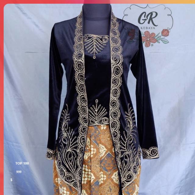 kebaya wanita Bludru Dewasa Hitam Kutu Baru Murah Kebaya Bludru