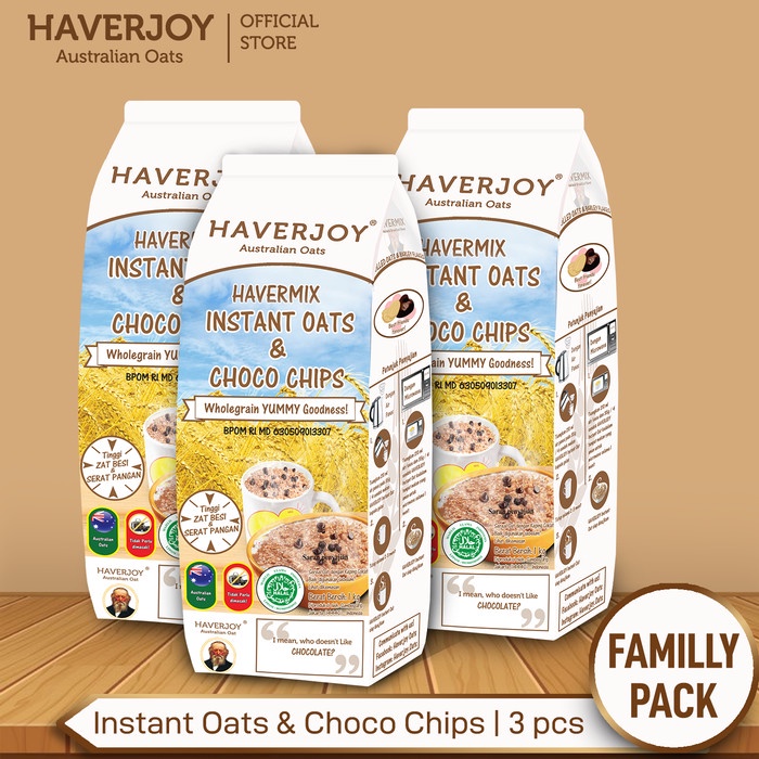 

✿ BISA COD✿ Havermix Family Pack Instant oats & Choco Chips 1kg - 3pcs