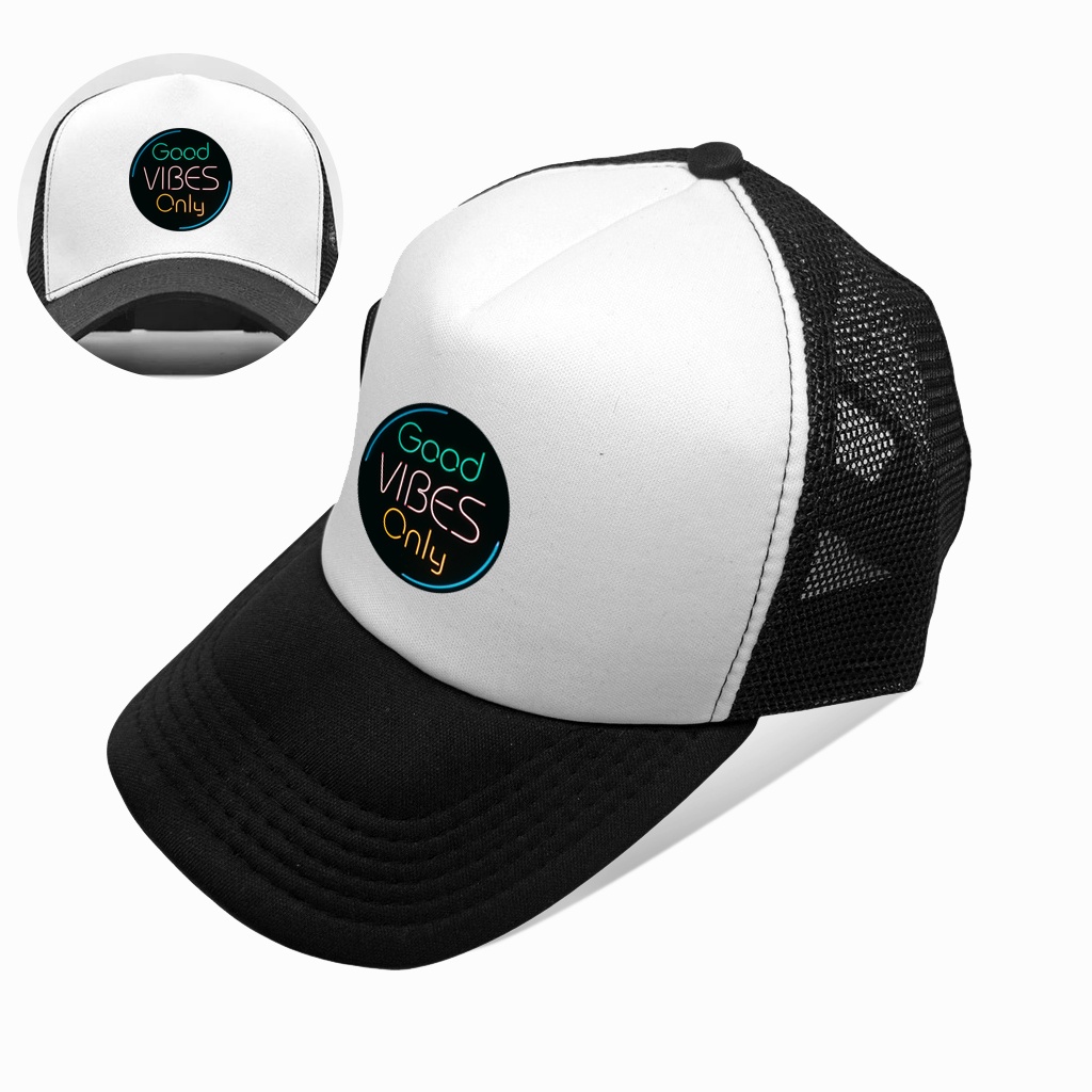 Topi Pria/Wanita Hitam Putih Jaring Sablon Kata Kata Bisa COD bayar di tempat