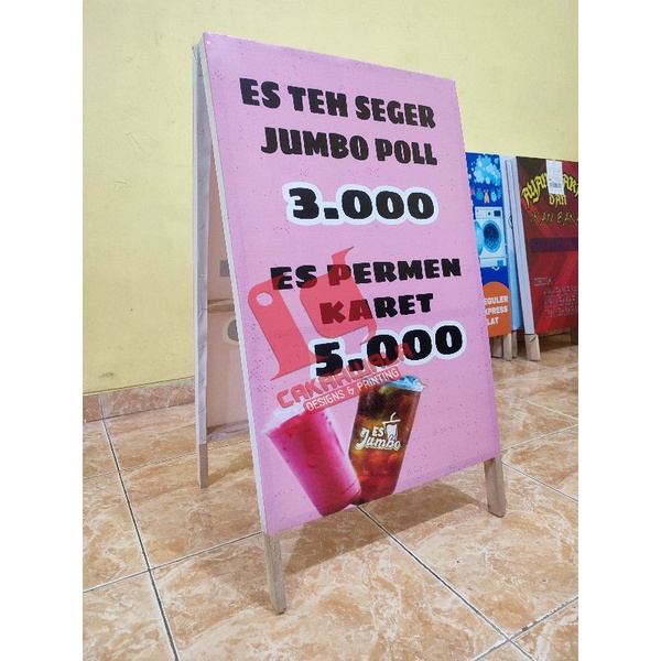 STAND BANNER KAYU UKURAN 60 X 95 - STANDING BANNER KAYU - BANNER LIPAT KAYU - JAGRAK BANNER - A BANN
