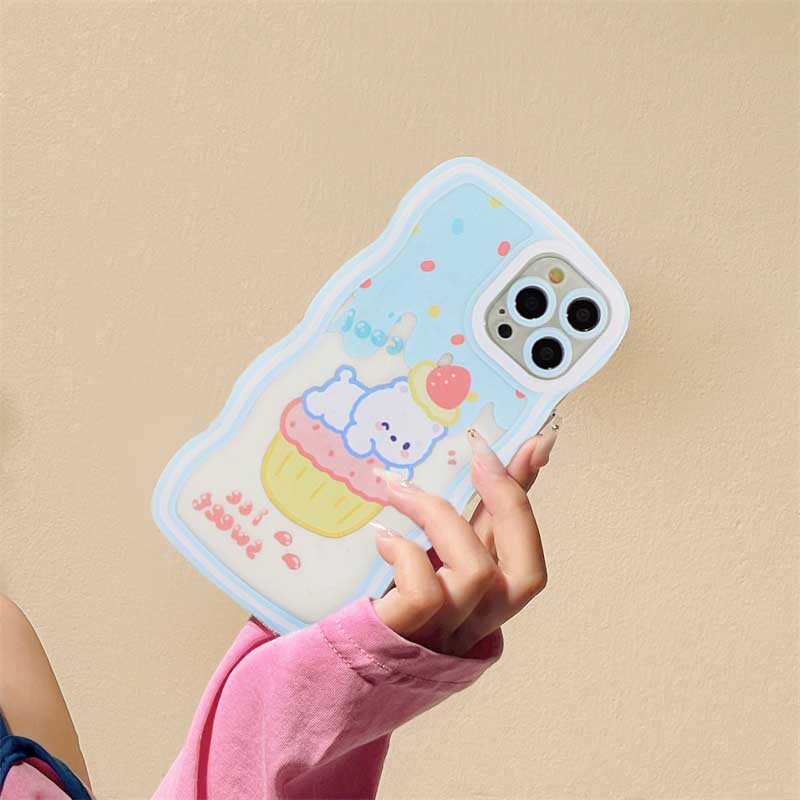 Oppo A17 A16 A57 2022 A77S A15 A16K A54 A53 A12 A5S A7 A3S A11k A31 A52 A92 A94 A93 A37 F9 A1K A76 Ice Cream Bear Wave Edge TPU Phone Case Cover