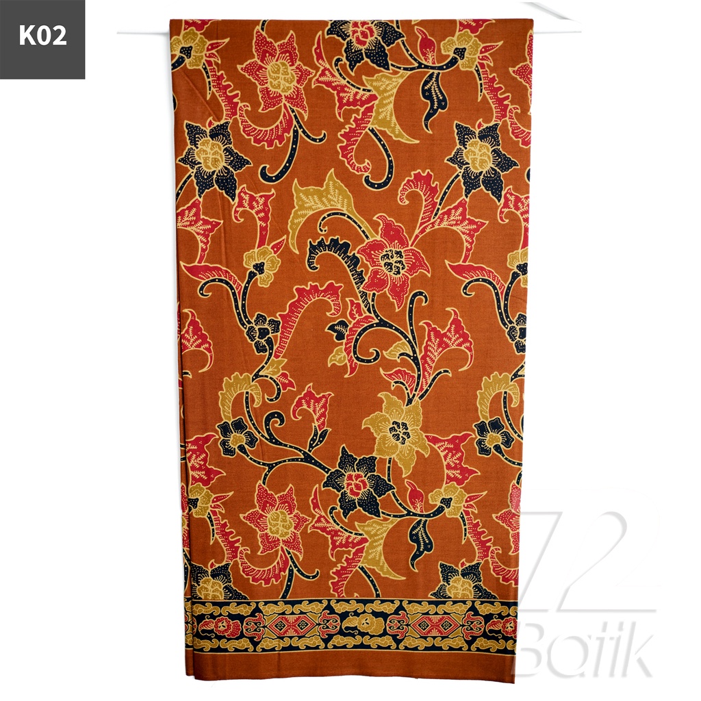 KAIN BATIK PREMIUM Bahan Katun Motif Kembang Anggrek Warna Hitam 722211 Cap 72 Jarik Jarit Samping Kebat Panjang Batik Katun Modern Premium Bahan Seragam Batik Pernikahan Kantor Keluarga Murah Kamen Jadi Batik Bali Lembaran