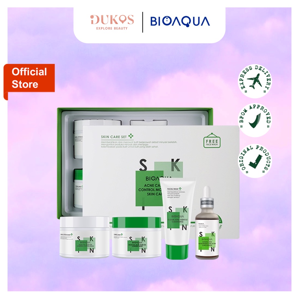 BIOAQUA 4pcs SkinCare Paket Anti-Acne Oil Control Moisturizing Set