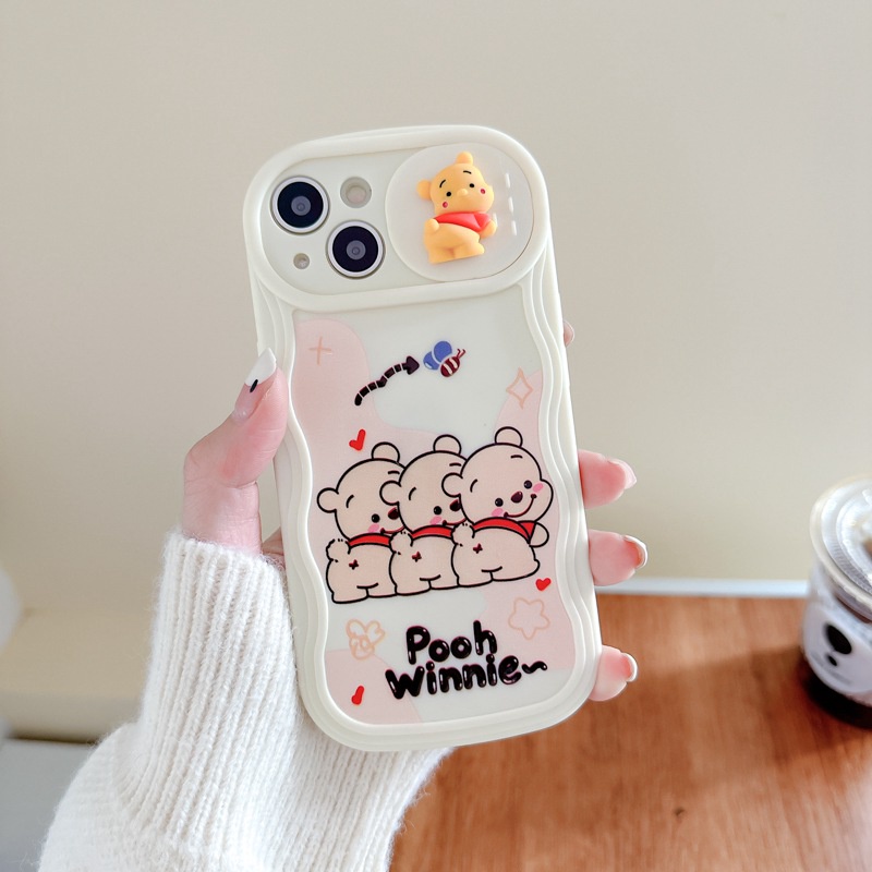 Lovely Pochacco &amp; Bear Doll Push The Window Cover Soft Case iP iPhone 11 12 13 14 Pro Max + Plus Wavy Casing Apple