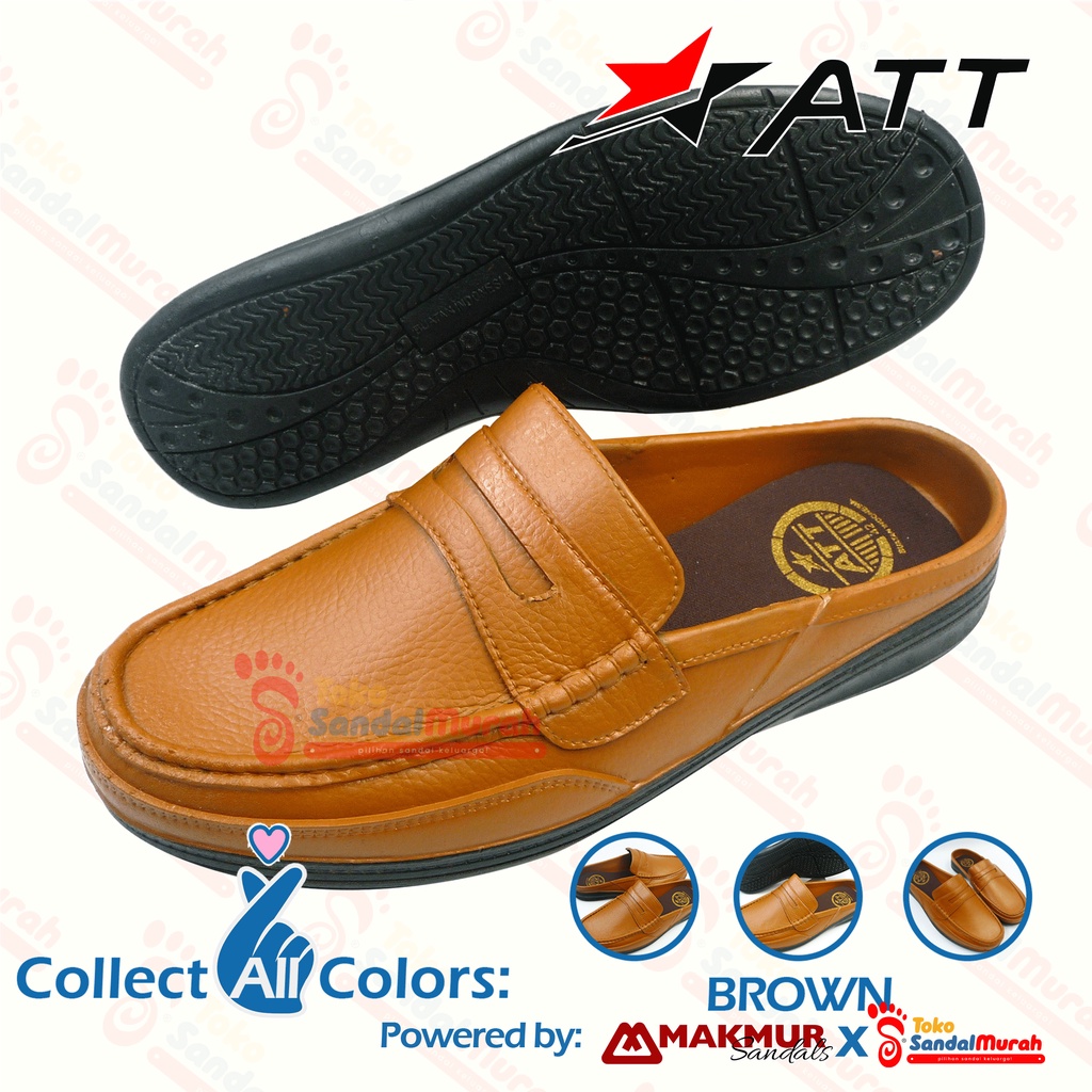 Toko Sendal Murah - Sepatu Bustong Pria Warna Coklat Muda Uk 39 - 42 / Sepatu Kerja Simple Murah Anti Slip / Sepatu Karet Tutong Slop Pria / Sepatu Pria Semi Formal / Sepatu Casual Slip On Pria Mules [Toko Sendal Murah M 05 ABK 550 CM]