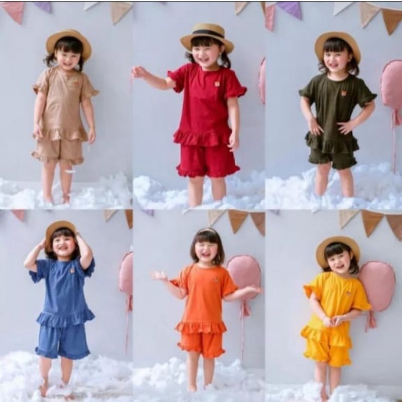 Setcel anak MAMAO 1-5th| setelan anak perempuan polos