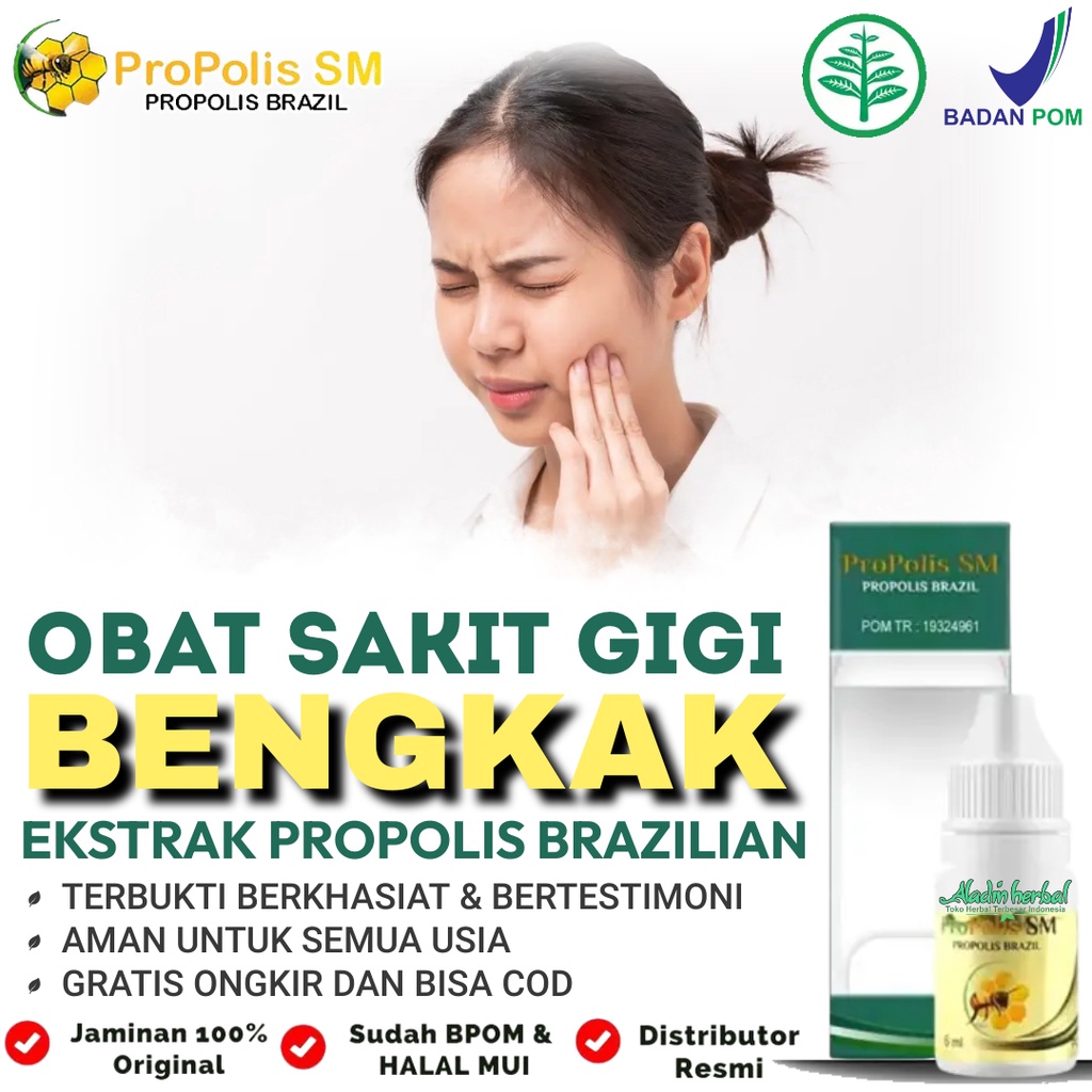COD - Obat Sakit Gigi Belubang - Obat tetes Gusi bengkak, Obat kumur Sakit Gigi Alami - Propolis SM