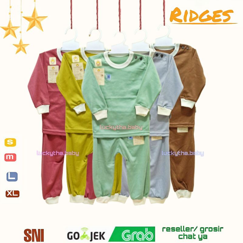 ridges- piyama anak ridges polos woodland series earth colors, cellestial, bahan katun / setelan panjang bayi unisex cewe dan cowo